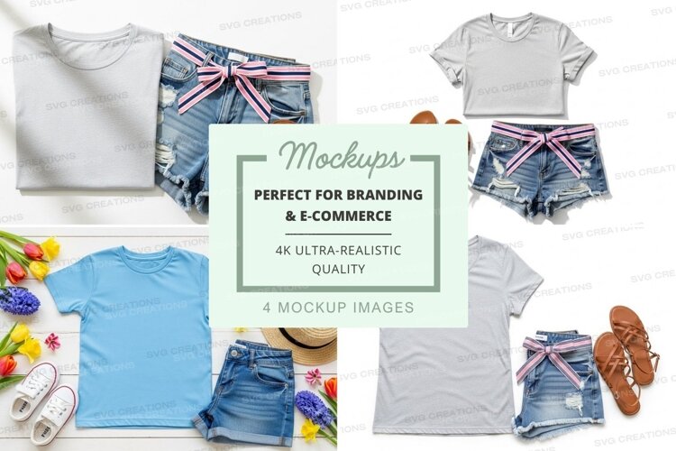 T-shirt and shorts outfit mockup example image 1