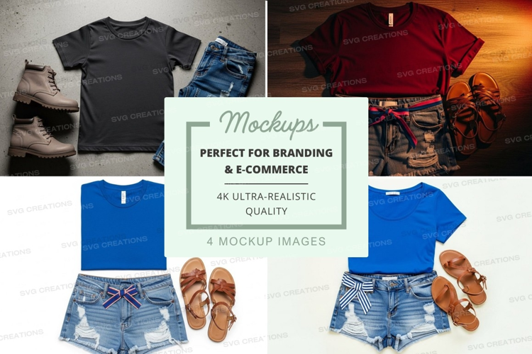 Clothing mockup with t-shirts and accessories