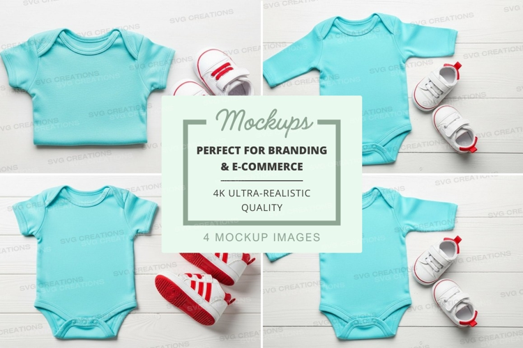 Baby onesie mockup with shoes
