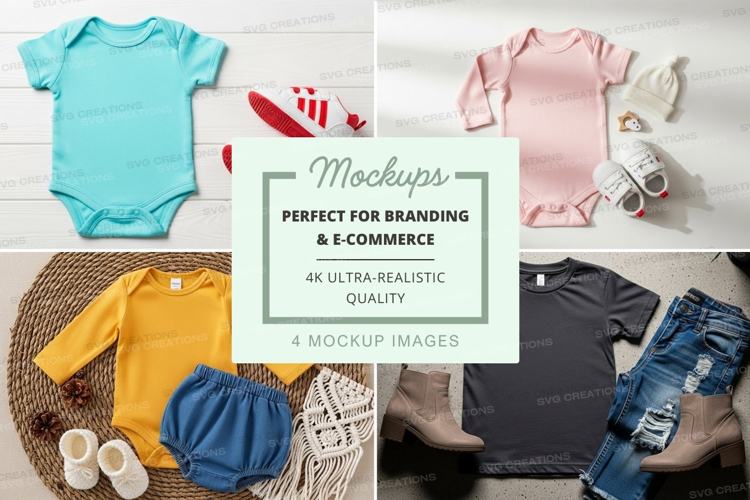 Baby clothing and accessories mockup