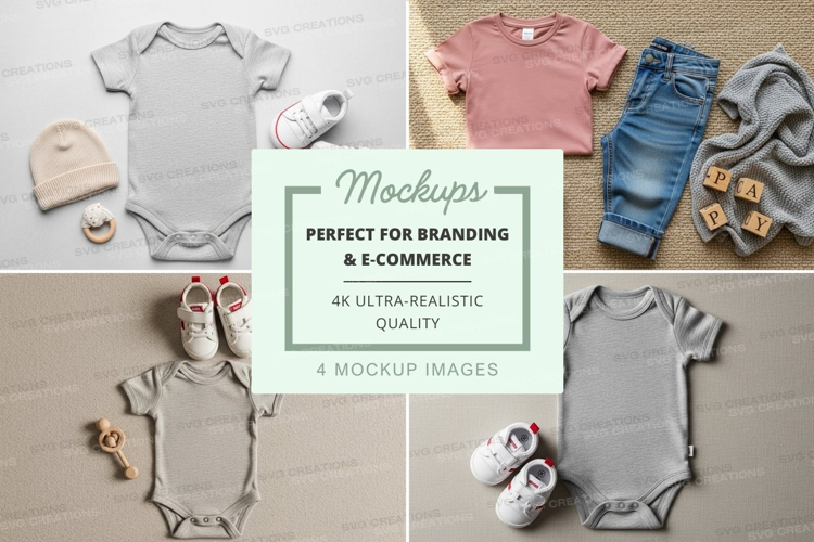 Baby clothing and accessories mockup