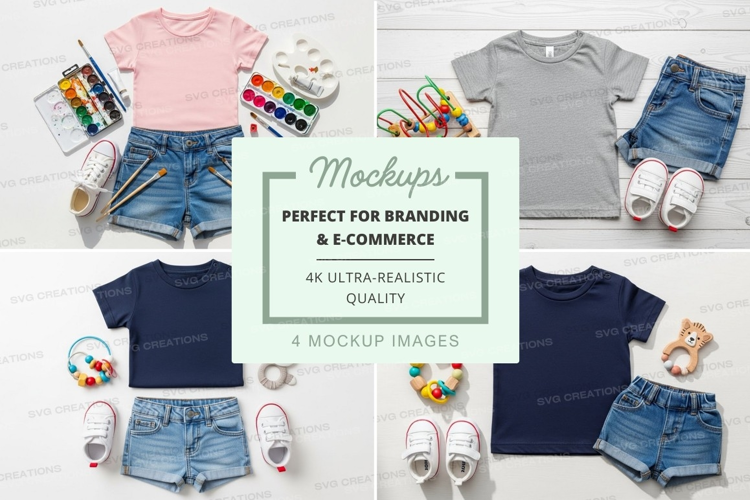 Children's clothing mockup - t-shirt and shorts