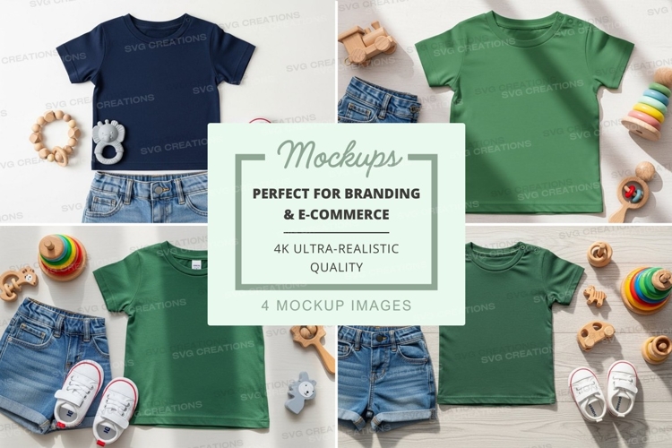 Toddler outfit mockup with t-shirts and shorts