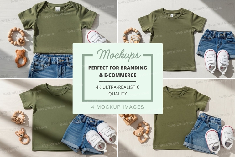 Childrens t-shirt mockup with accessories