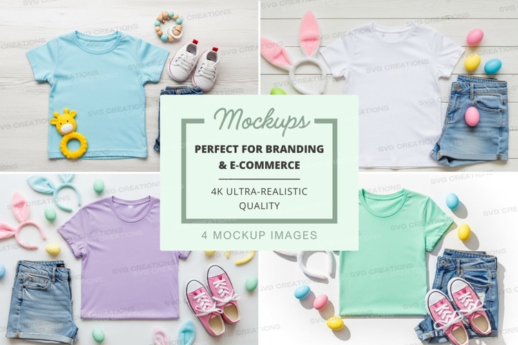 Flat lay mockup of childrens clothing and accessories