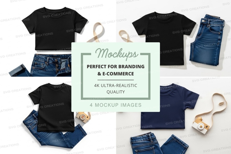 T-shirt mockup with jeans and accessories