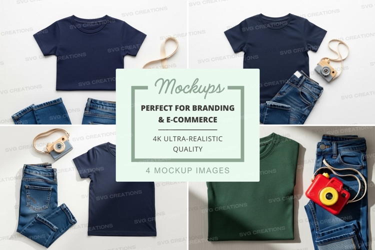 T-shirt mockup with jeans and camera