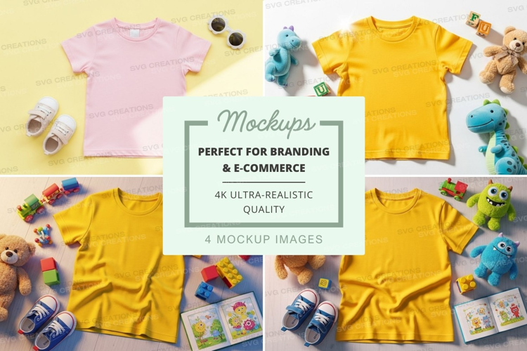 T-shirt mockup with toys and accessories