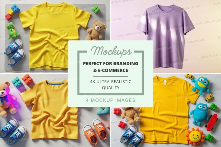 T-shirt mockup with toys and shoes