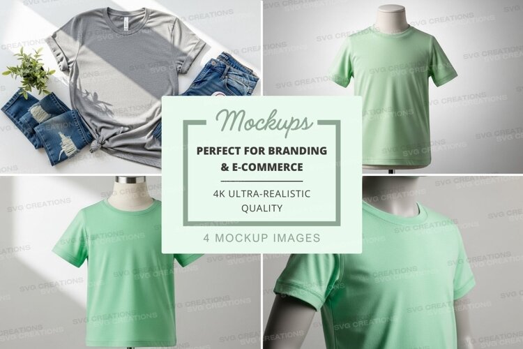 T-shirt mockup with various views example image 1