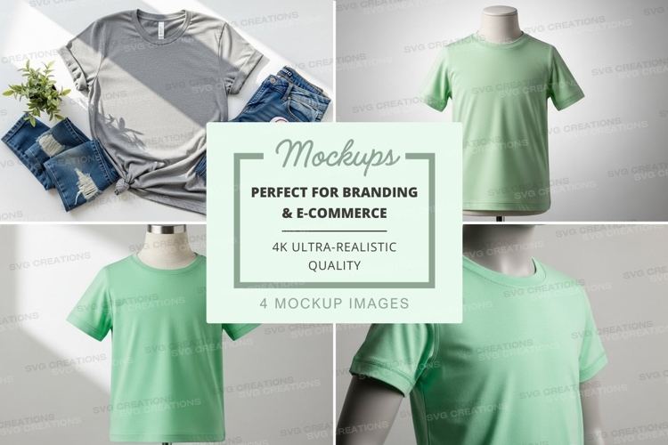 T-shirt mockup with various views