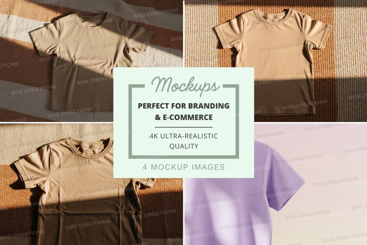 T-shirt mockup collage with various styles and colors