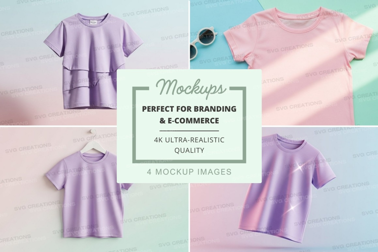 Collection of pastel t-shirt mockups