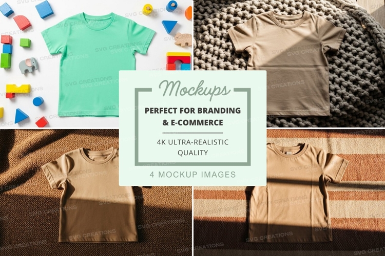 T-shirt mockup collage with various styles and colors