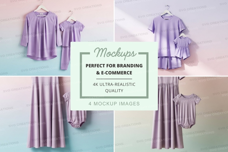 Lavender matching family outfits mockup
