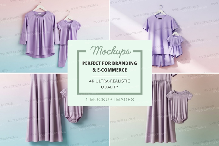 Lavender matching family outfits mockup