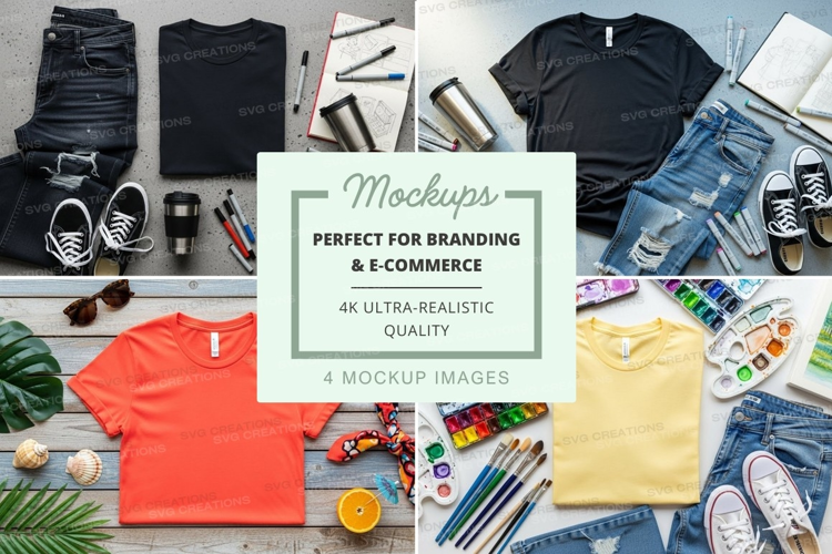 T-shirt mockup with art supplies