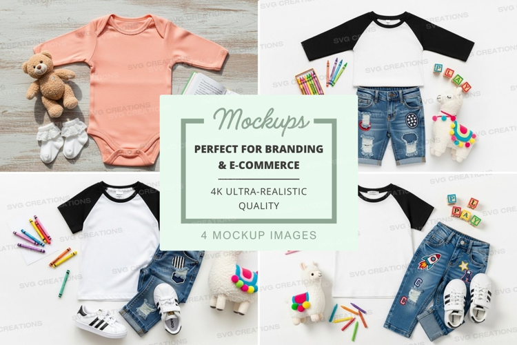 Baby clothing mockup with accessories