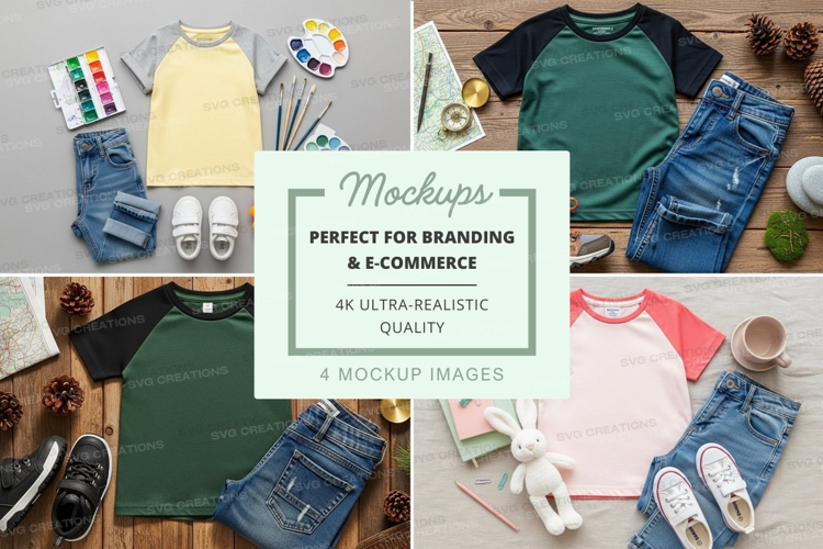 T-shirt mockup with various elements