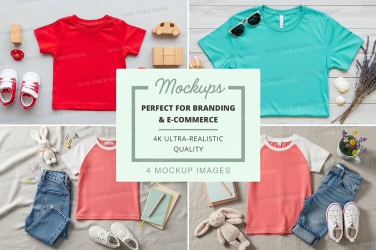 Flat lay mockup featuring t-shirts and accessories example image 1