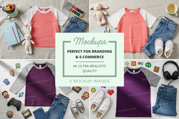 T-shirt mockup with various accessories