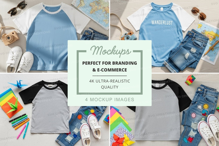 Baseball tee mockup with wanderlust design
