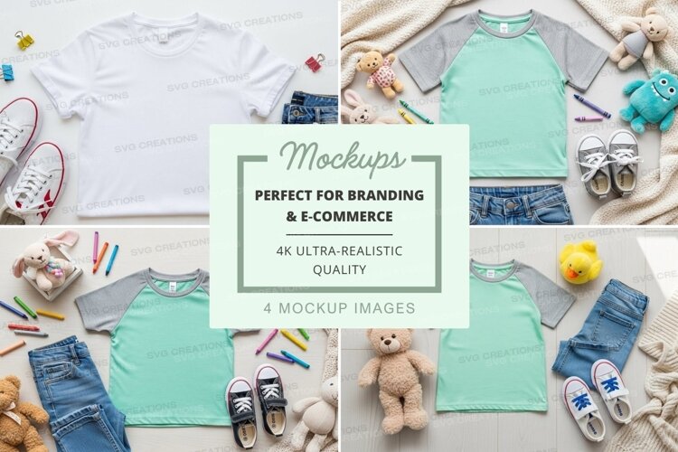 T-shirt mockup with children's accessories example image 1