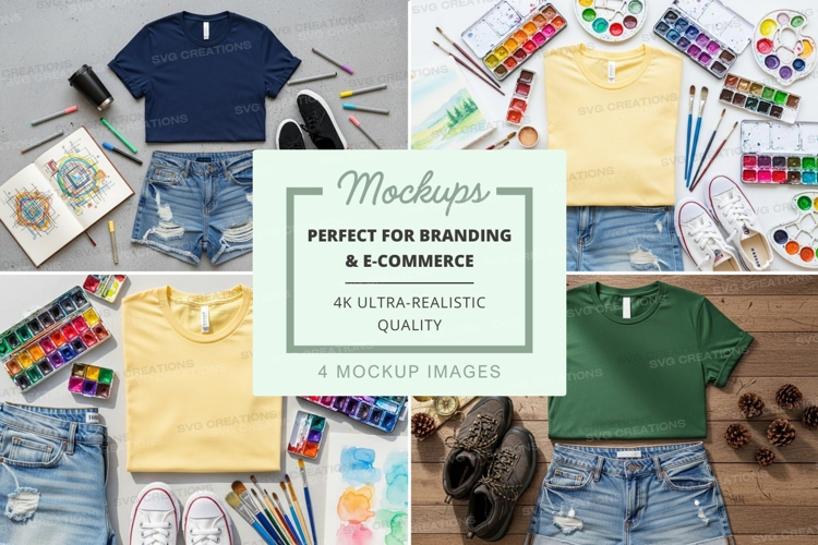 Art supplies and apparel mockup