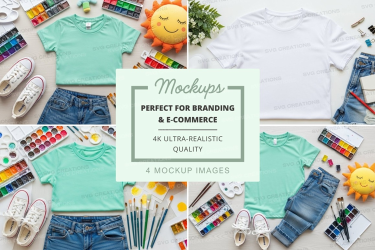 T-shirt mockup with art supplies