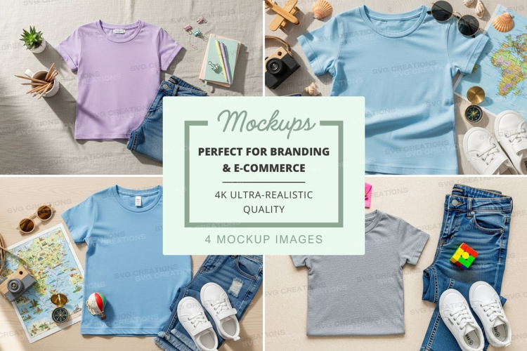 T-shirt mockup with various accessories