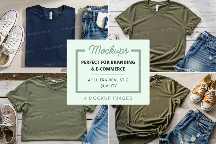 T-shirt mockup with casual outfit accessories