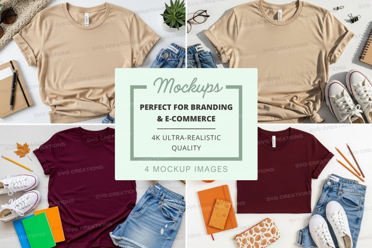 T-shirt mockup with casual accessories