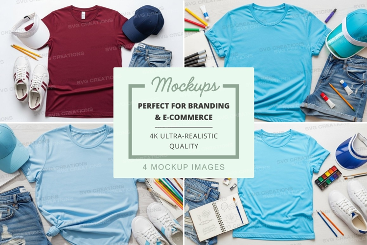 T-shirt mockup with various accessories