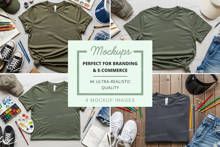 T-shirt mockup with art supplies