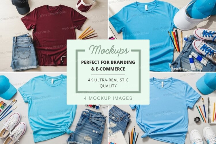 T-shirt mockup with art supplies example image 1