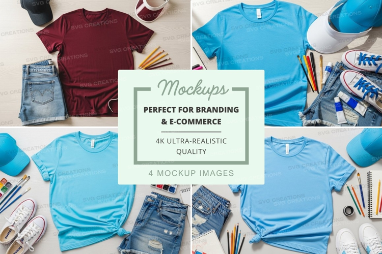 T-shirt mockup with art supplies