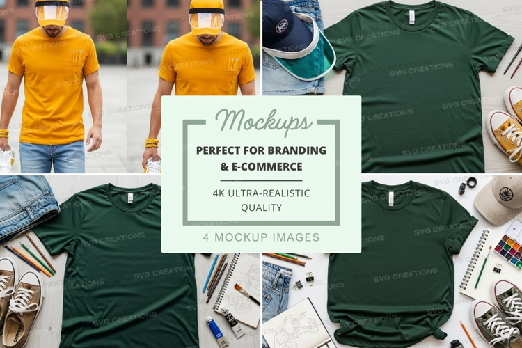 T-shirt mockup with various styles and colors