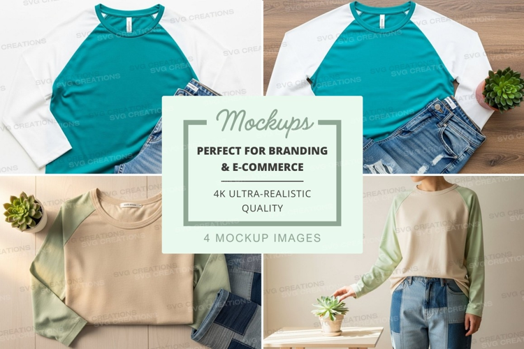 Baseball tee mockup with color variations
