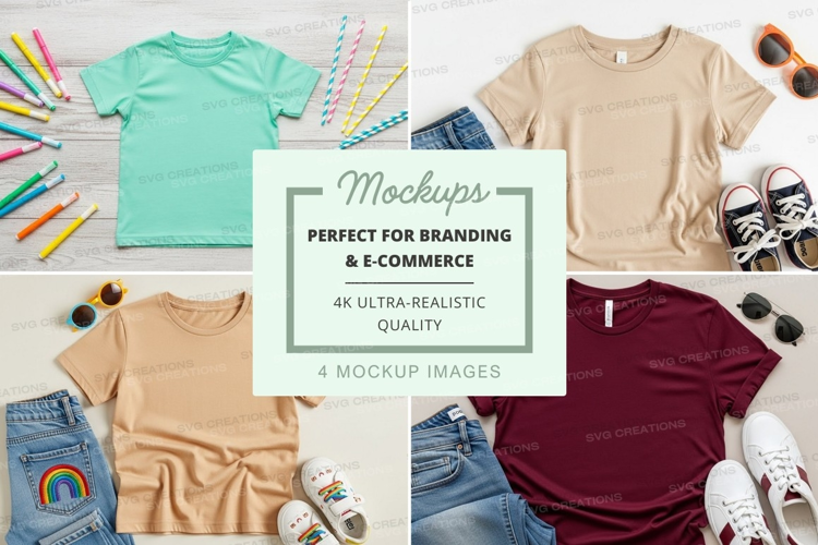 T-shirt mockup with various colors and accessories