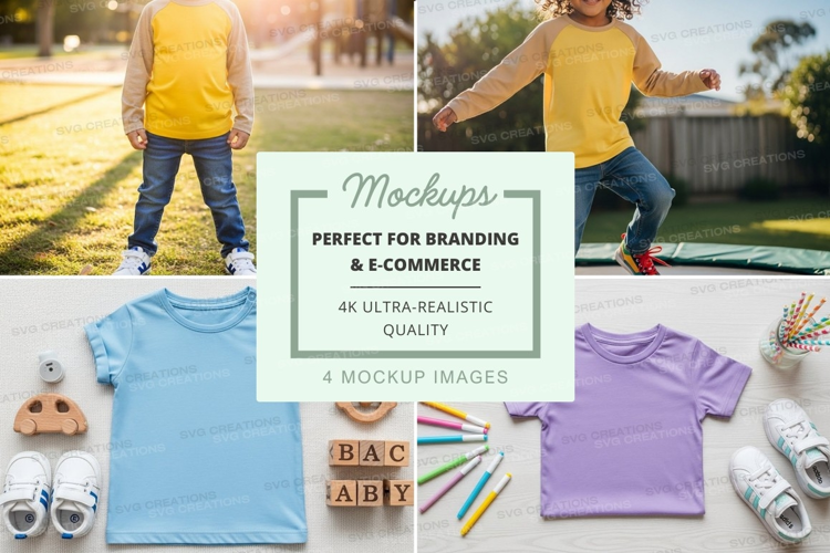Children's t-shirt mockup with accessories
