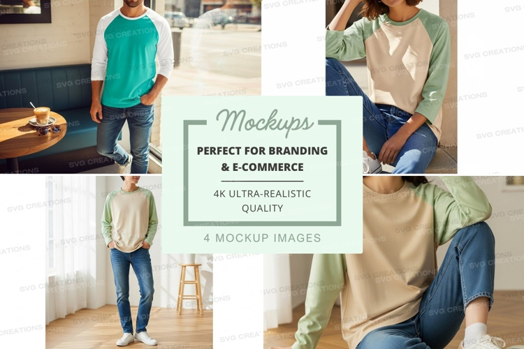 Baseball tee mockup in multiple styles