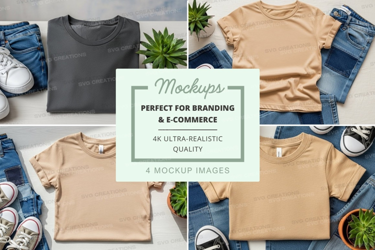 T-shirt mockup with various colors and styles