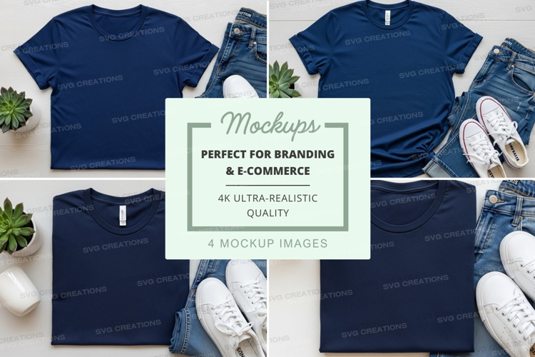 T-shirt mockup with blue t-shirt, jeans, and sneakerst-shirt