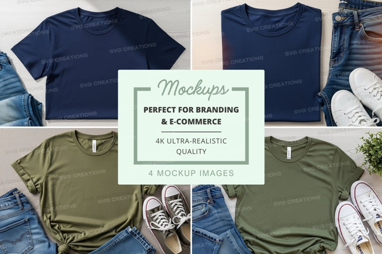 T-shirt mockup with various styles and colors