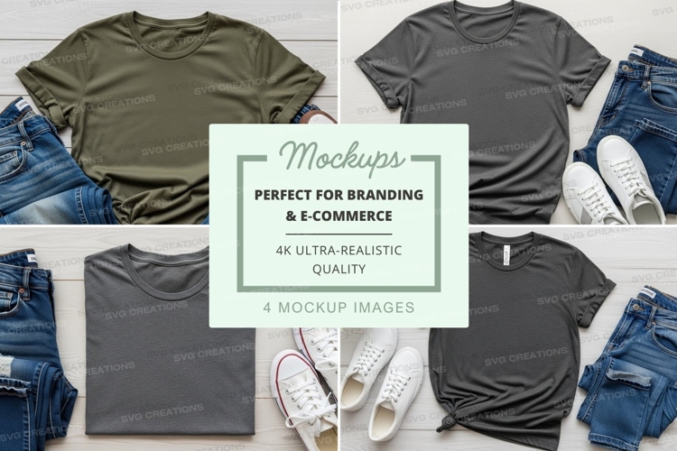 Flat lay mockup of t-shirts with accessories