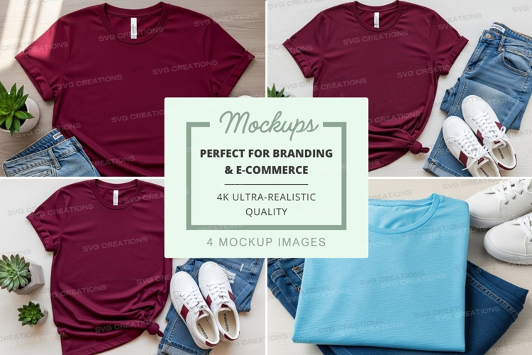 T-shirt mockup with casual outfit accessories
