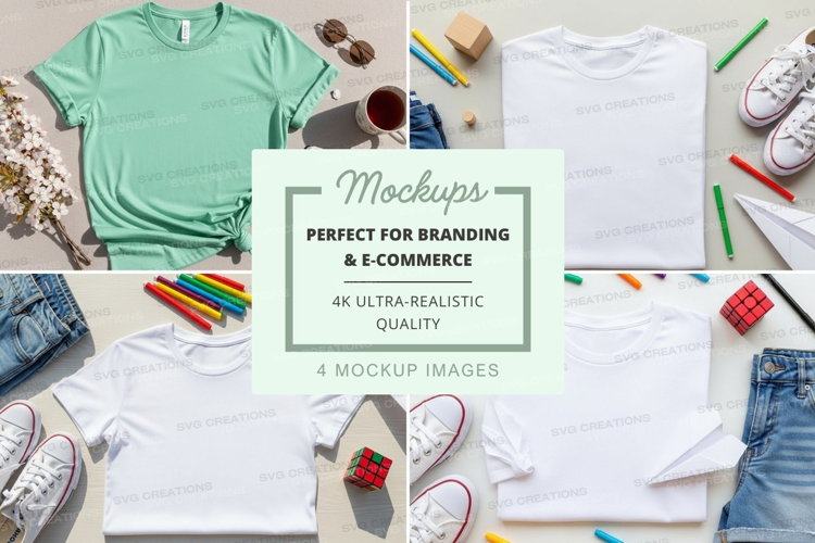 T-shirt mockup with various accessories