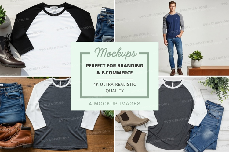 Baseball tee mockup with model and accessories