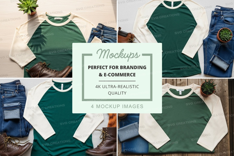 Green and white baseball tee mockup