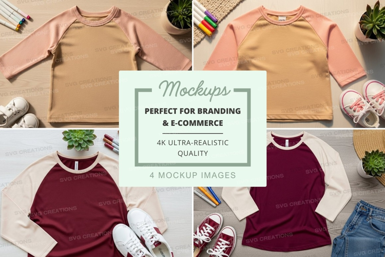 3/4 sleeve baseball tee mockup